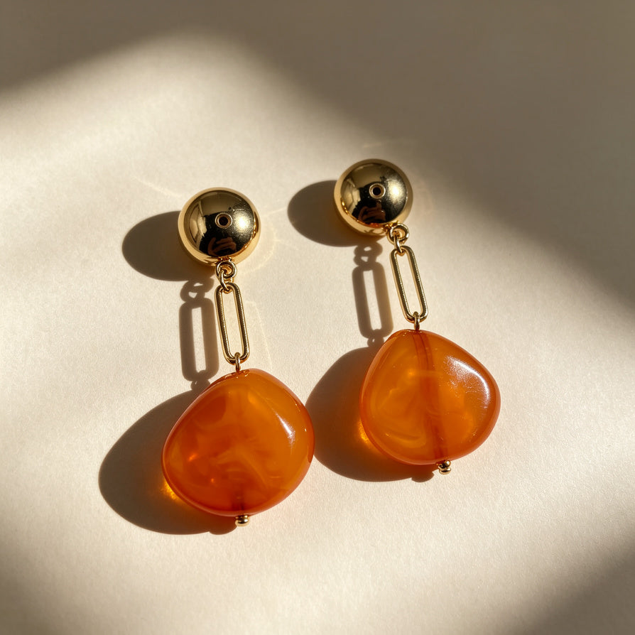 Set de Collar y Pendientes de Piedra Resina Colorida | Joyería de Moda Mayorista | Diseño Elegante para Mujeres|JI JOYA