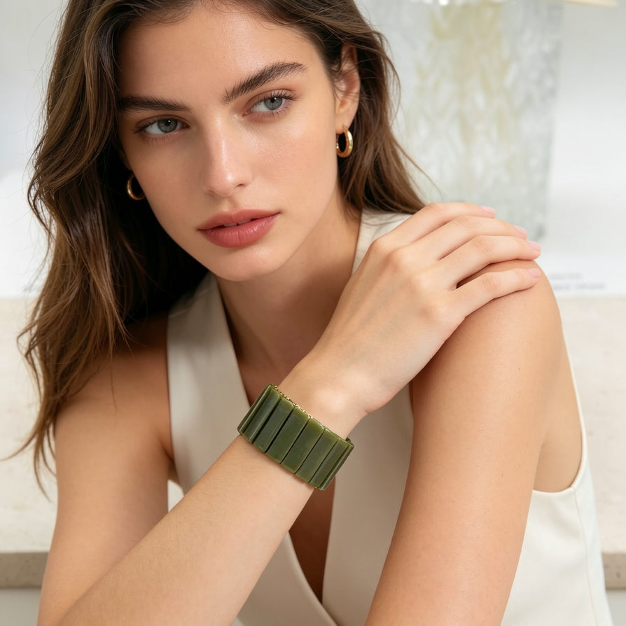 JI JOYA VENTA AL POR MAYOR,Pulsera Elástica de Resina de Diseño Moderno | Venta al Por Mayor | Colores Múltiples Disponibles