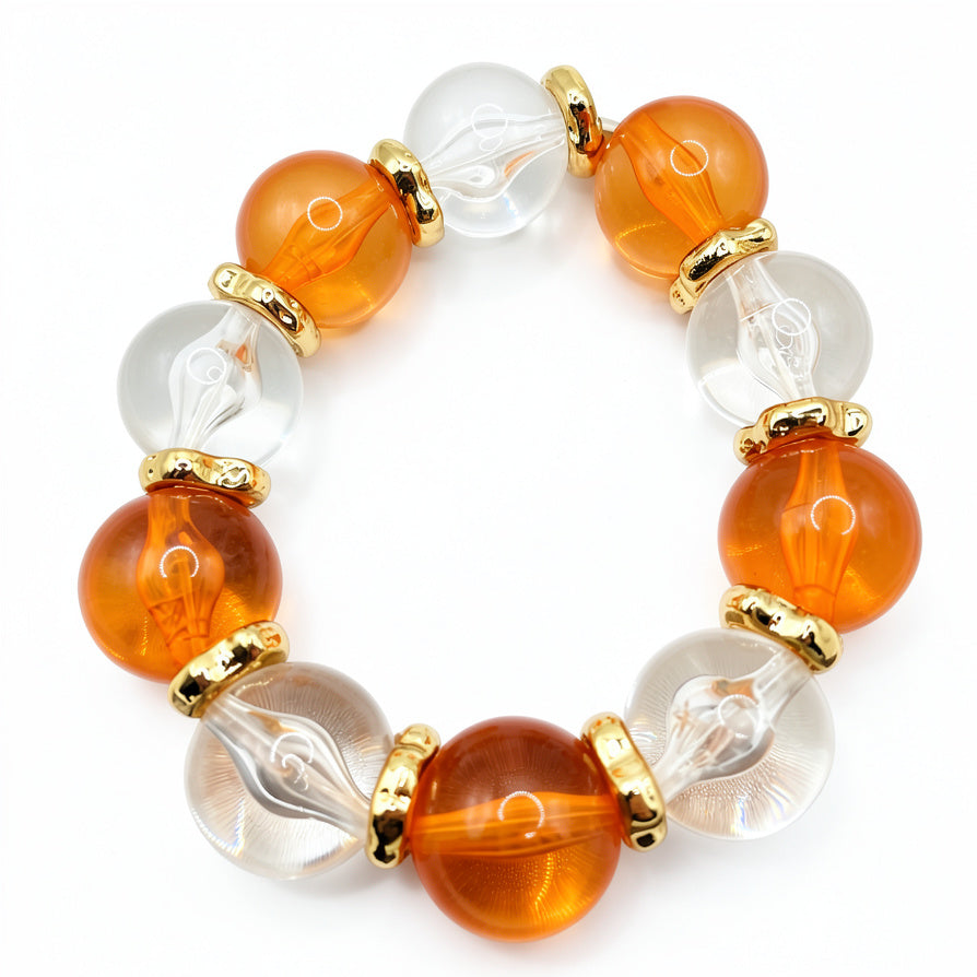 Conjunto de Collar y Pulsera de Cuentas Translúcidas y Doradas | Joyería de Moda para Mujer | Mayorista|JI JOYA