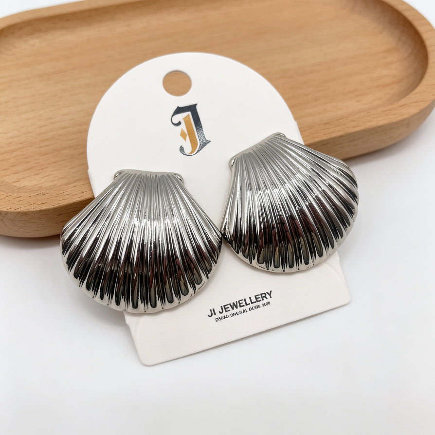 Aretes de Concha Dorada y Plateada | Mayorista | Joyería de Zinc Resistente al Desvanecimiento para Mujer|JI JOYA