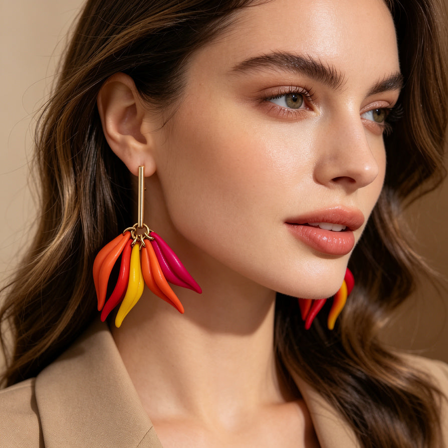 Pendientes de Guindilla Coloridos, Bisutería de Moda Mayorista, Diseño Exótico Largo para Mujer|JI JOYA
