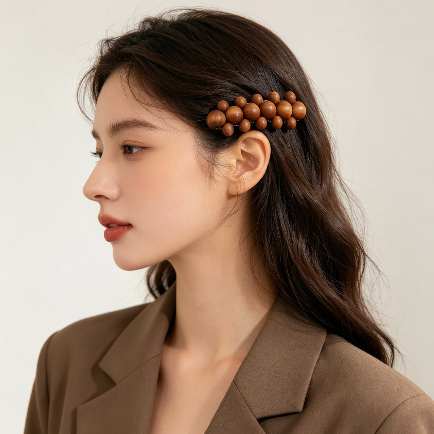 Pinza para el pelo de madera natural, estilo minimalista, venta al por mayor|JI JOYA