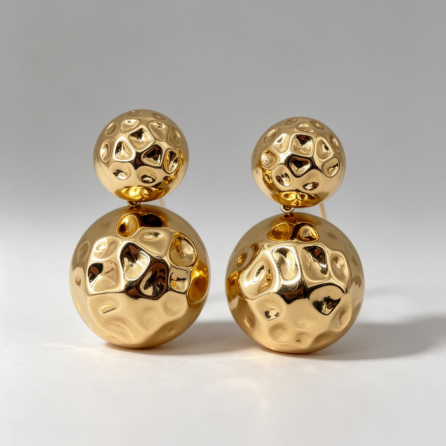 Pendientes de Bola de Oro con Textura de Cráter - Venta al por Mayor para Joyería
