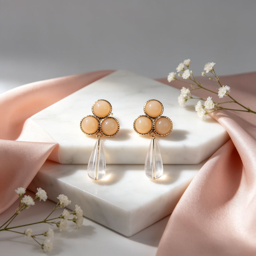 Pendientes Colgantes de Diseño Floral con Piedras Coloridas - Joyería Mayorista para Mujeres|JI JOYA