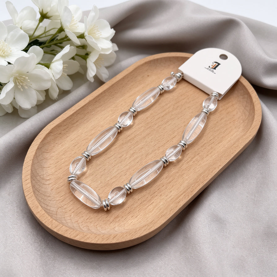 Collar Choker de Acrílico Transparente con Detalles de Plata - Venta al por Mayor para Joyerías|JI JOYA