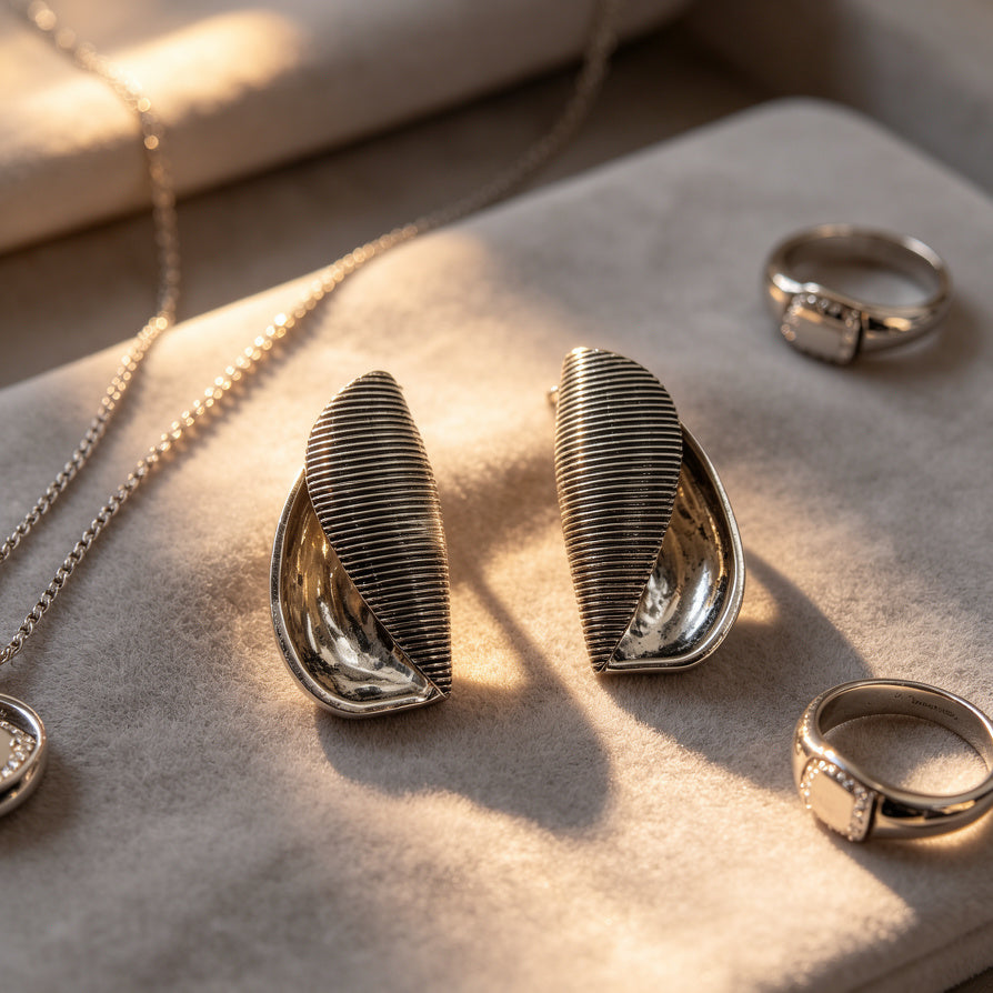 Pendientes Geométricos de Plata con Textura al Por Mayor - Joyería de Moda para Tiendas|JI JOYA