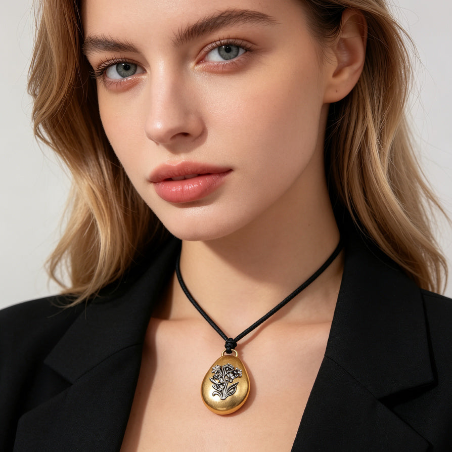 Collar de Moda Minimalista con Colgante Floral de Bronce | Joyería Mayorista 2026|JI JOYA