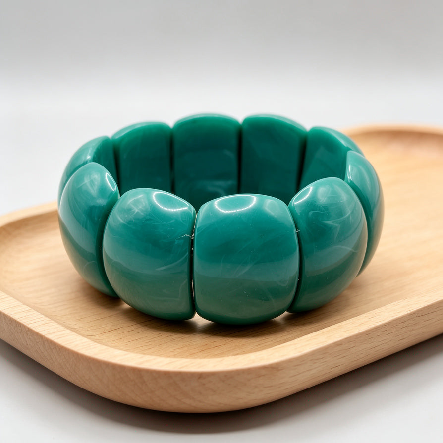 Pulsera Elástica de Resina Verde Turquesa | Mayorista Accesorios de Moda al Por Mayor|JI JOYA