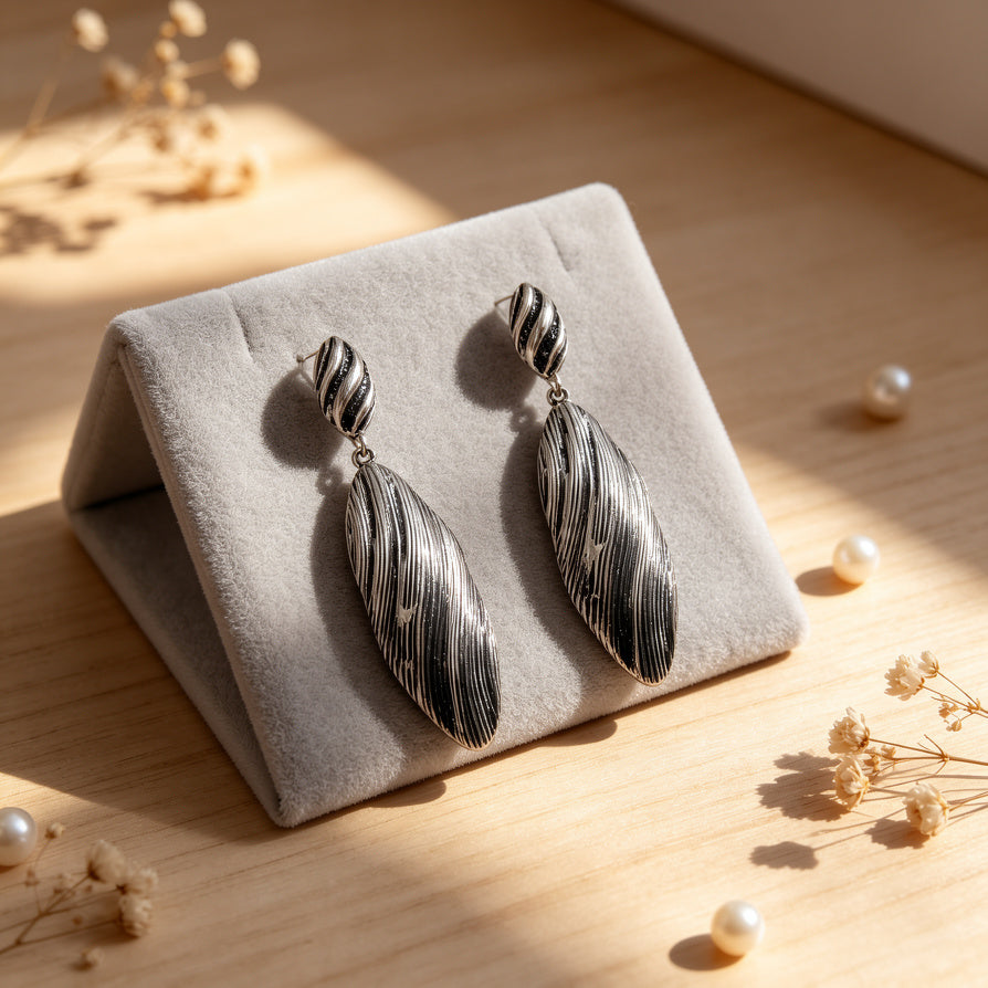 Pendientes Colgantes de Diseño Ondulado en Chapado en Oro/Plata - Mayorista de Accesorios|JI JOYA