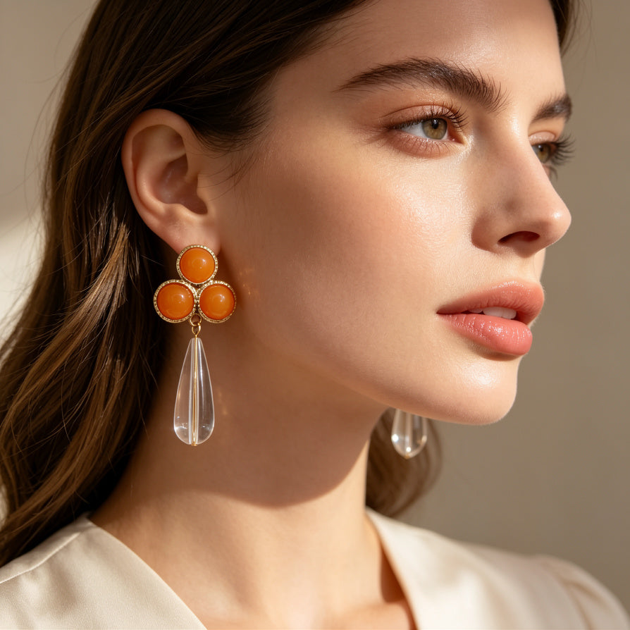 Pendientes Colgantes de Diseño Floral con Piedras Coloridas - Joyería Mayorista para Mujeres|JI JOYA