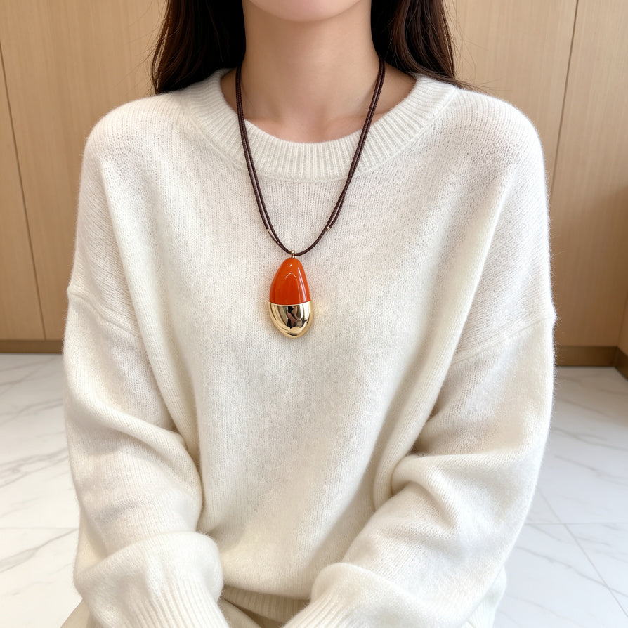 Collar Colgante Gota Piedra Natural con Baño de Oro - Mayorista OEM/ODM|JI JOYA