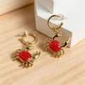 Pendientes Cangrejo Rojo Dorado al por Mayor | Joyería de Moda para Mujer, Diseño Marino, Calidad Premium|JI JOYA