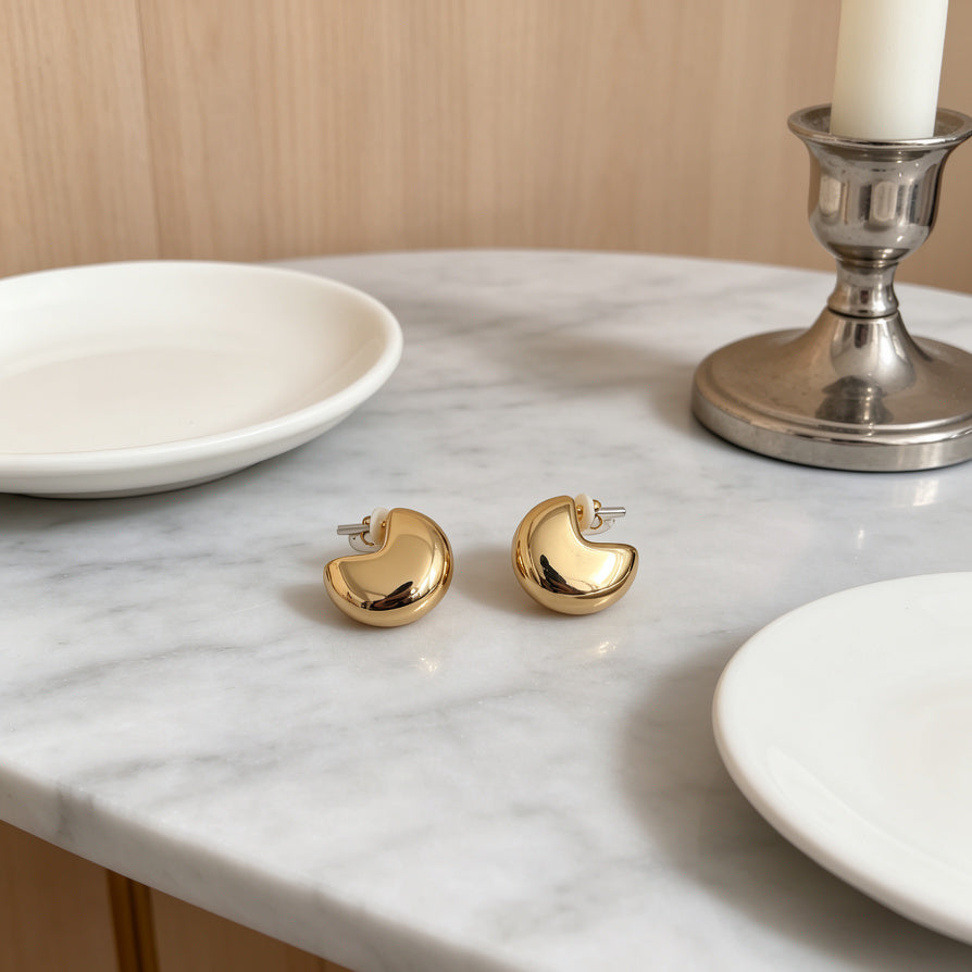 Aretes Modernos en Forma de Luna, Zinc allory Resistente, Lote Mayorista| JI JOYA