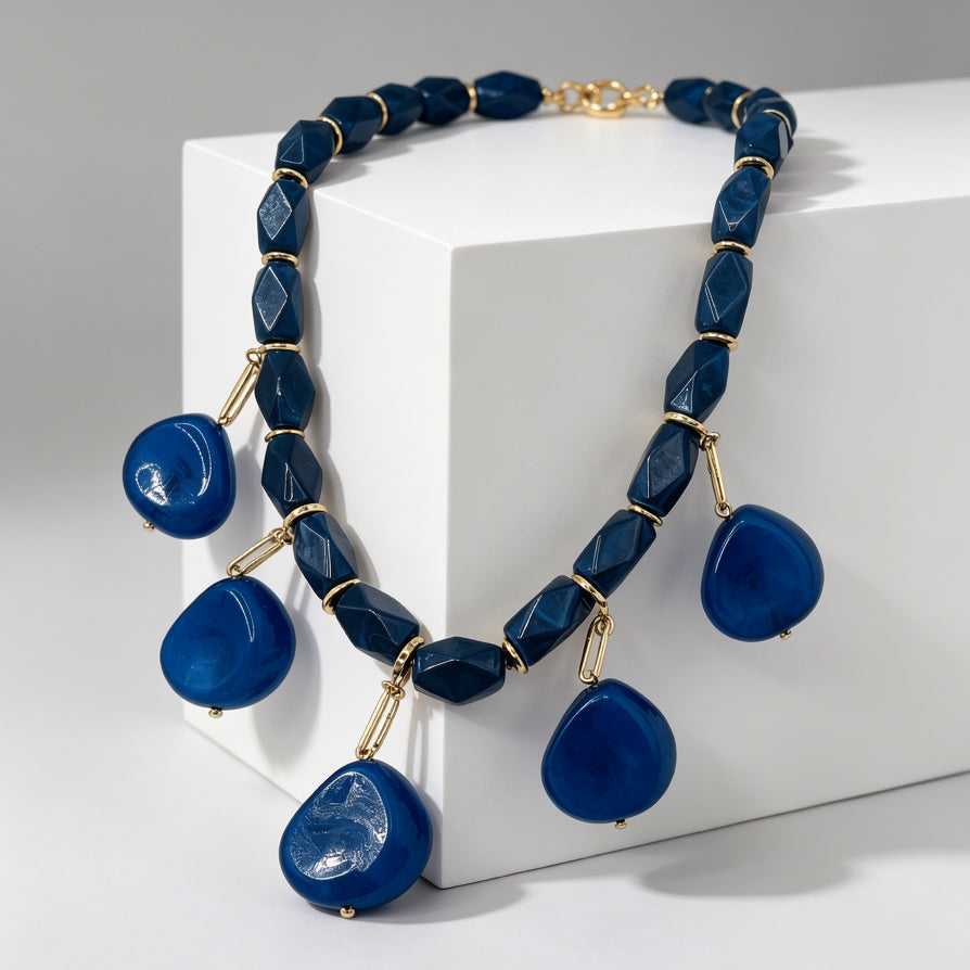 Set de Collar y Pendientes de Piedra Resina Colorida | Joyería de Moda Mayorista | Diseño Elegante para Mujeres|JI JOYA