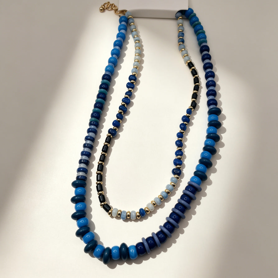 JI JOYA VENTA AL POR MAYORCollar de Cuentas Doble Capa - 6 Colores Disponibles | Joyería de Moda Mayorista para Mujer, Resistente a la Descoloración, Cadena Ajustable