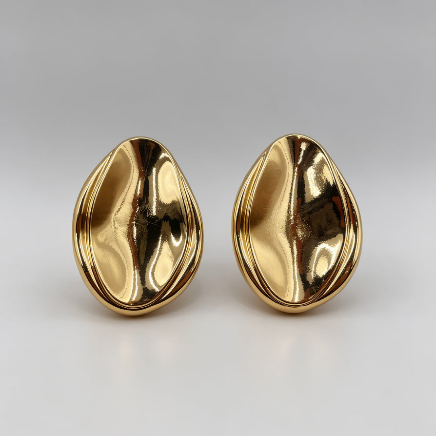 Pendientes de Gota Metálicos Grandes | Dorado y Plata | Venta al Por Mayor para Revendedores|JI JOYA