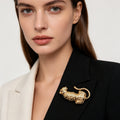 Broche Pantera Dorada de Lujo | Joyería Mayorista para Mujer, Diseño Original|JI JOYA
