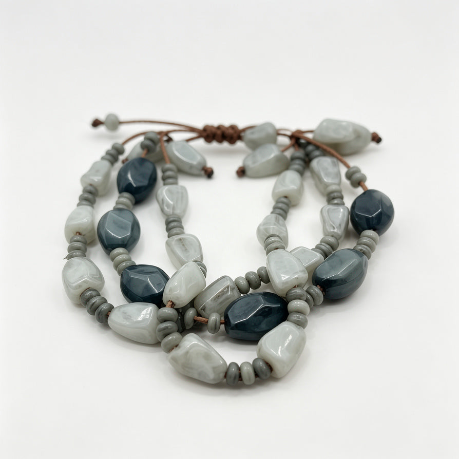 Pulsera de cuentas de resina irregular de doble color, accesorio de moda al por mayor, diseño artesanal para mujeres| JI JOYA
