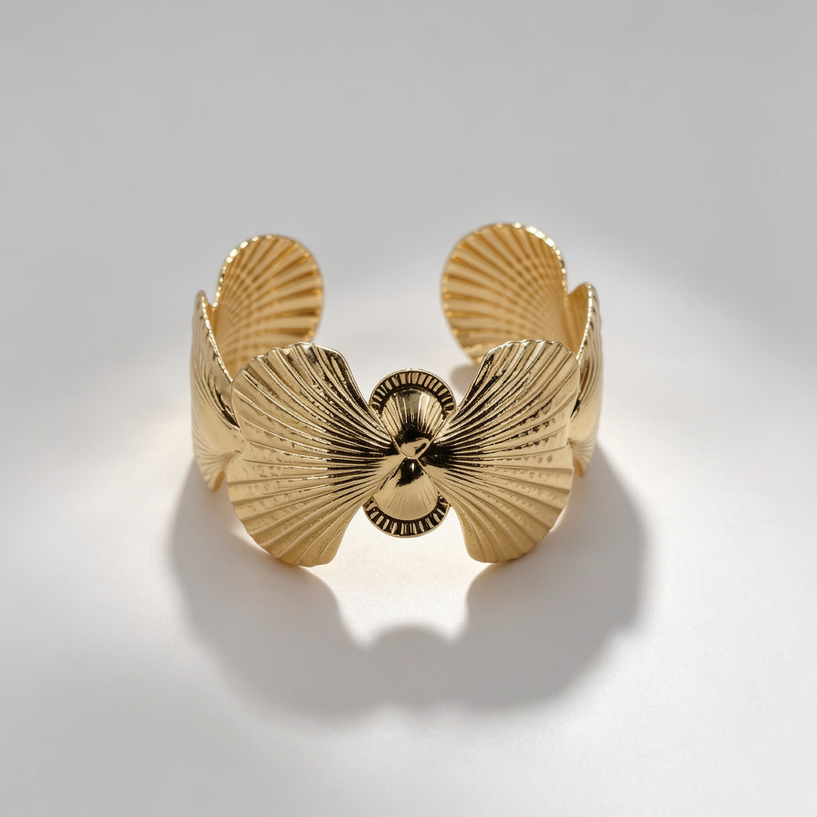 Pulsera de Flores de Metal con Textura, Dorada/Plata, para Mujer, Joyería al Por Mayor|JI JOYA
