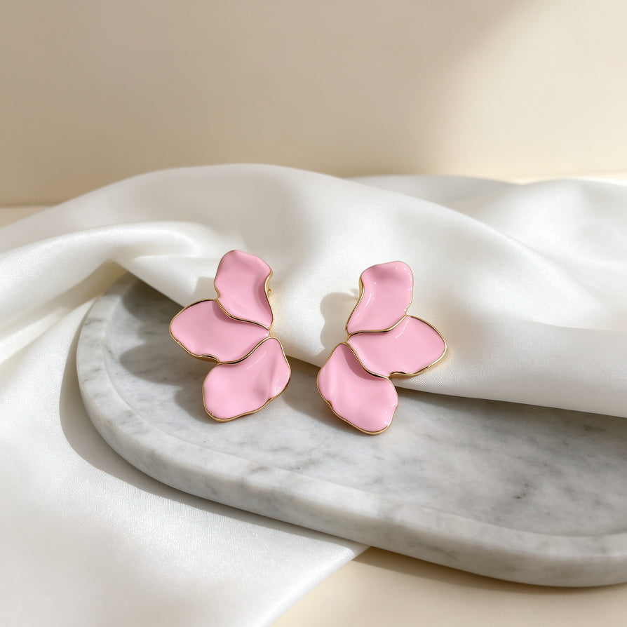 Pendientes de pétalos de mariposa esmaltados | Joyería de moda al por mayor|JI JOYA
