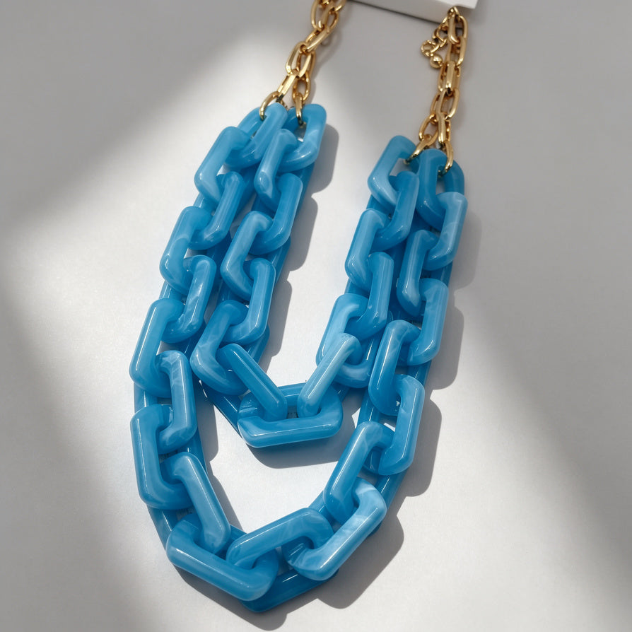 Collar de Cadena de Resina Gruesa al Por Mayor | Diseño Doble Capa, Ajustable, Joyería de Moda para Mujer|JI JOYA