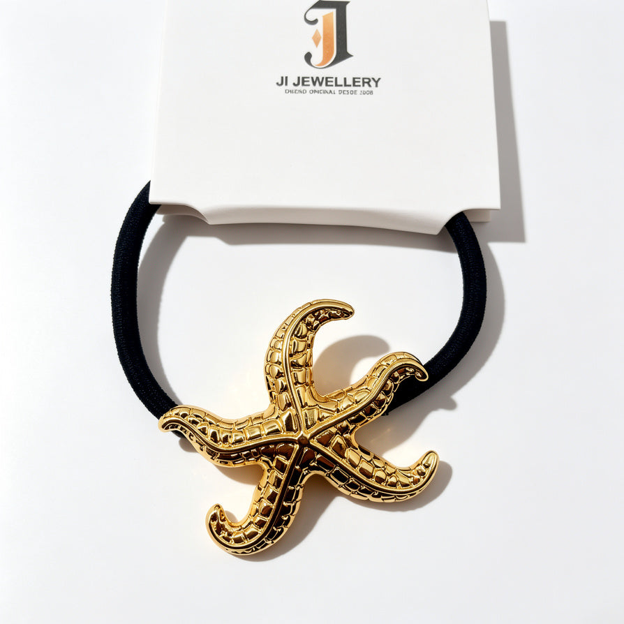 Gomas para el Cabello con Diseño de Estrella de Mar Dorada - Bisutería al Por Mayor para Mujeres|JI JOYA