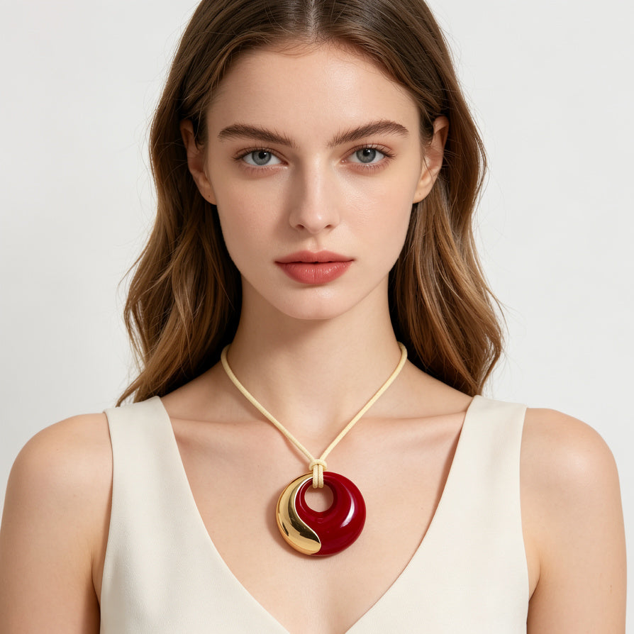 Collar Colgante Geométrico Bicolor de Moda | Venta al Por Mayor | Zinc Aleación para Mujer|JI JOYA
