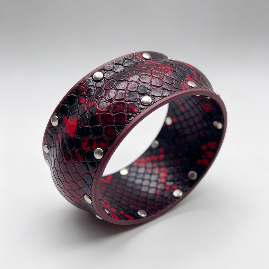 Pulsera de Serpiente con Tachuelas | Diseño de Cuero de Serpiente en 3 Colores | Joyería Mayorista de Moda|JI JOYA