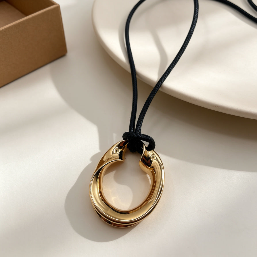 Collar de Cuerda Larga con Colgante Dorado/Plateado Minimalista - Joyería de Moda al Por Mayor|JI JOYA