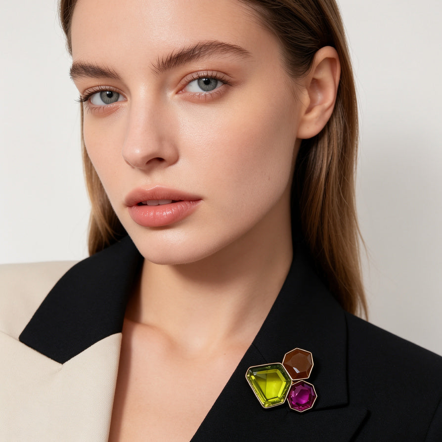 Broche Geométrico Multicolor - Tendencia 2026 para Bisutería Mayorista|JI JOYA