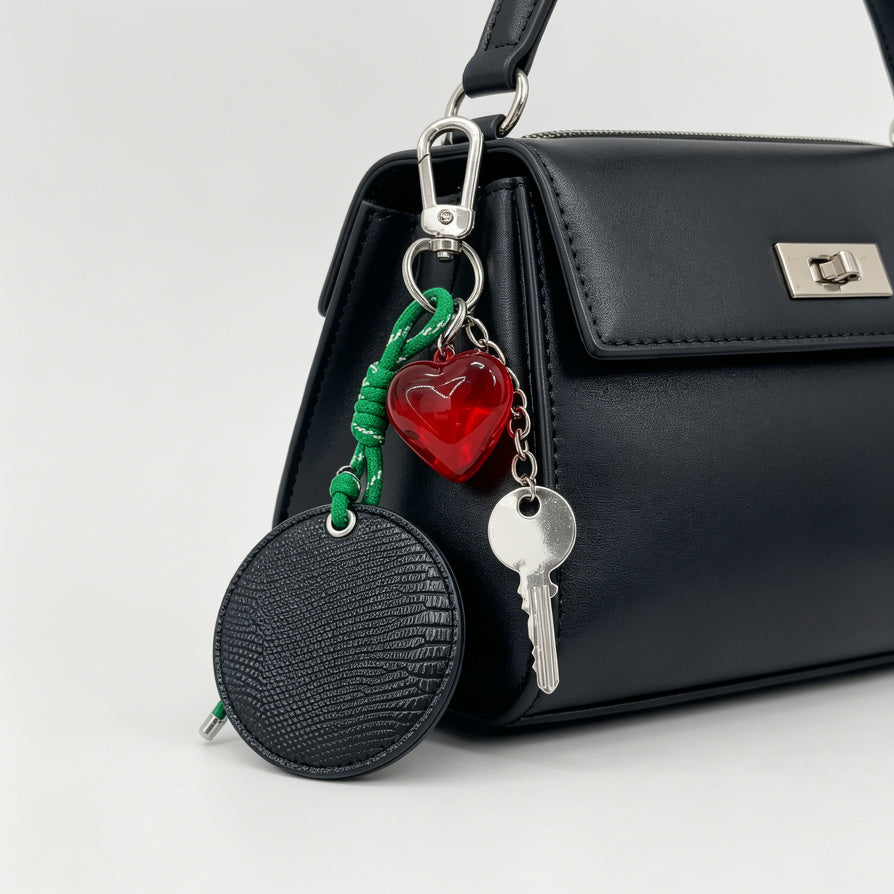 Llavero de Moda con Espejo Compacto y Colgante de Corazón - Llavero para Bolsos y Llaves, Mayorista|JI JOYA
