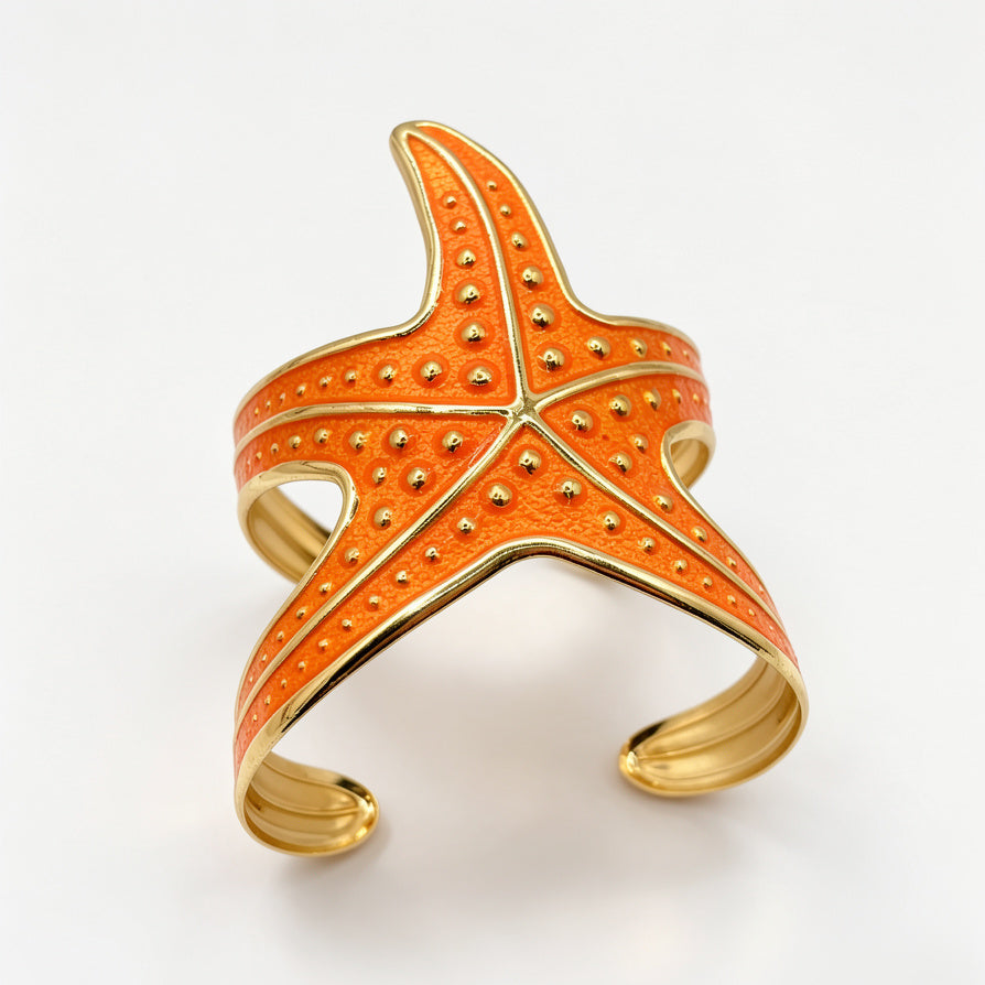 Brazalete Abierto Estrella de Mar con Esmalte - Joyería Náutica al Por Mayor|JI JOYA