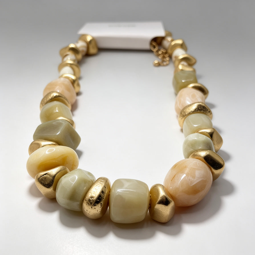 Collar de Aleación y Acrílico con Diseño de Piedras - Joyería Elegante para Mujer|JI JOYA