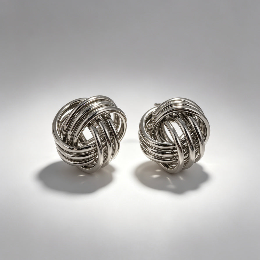 Pendientes de Nudo Metálico Geométrico - Oro/Plata, Joyería de Moda para Mujeres, Al Por Mayor