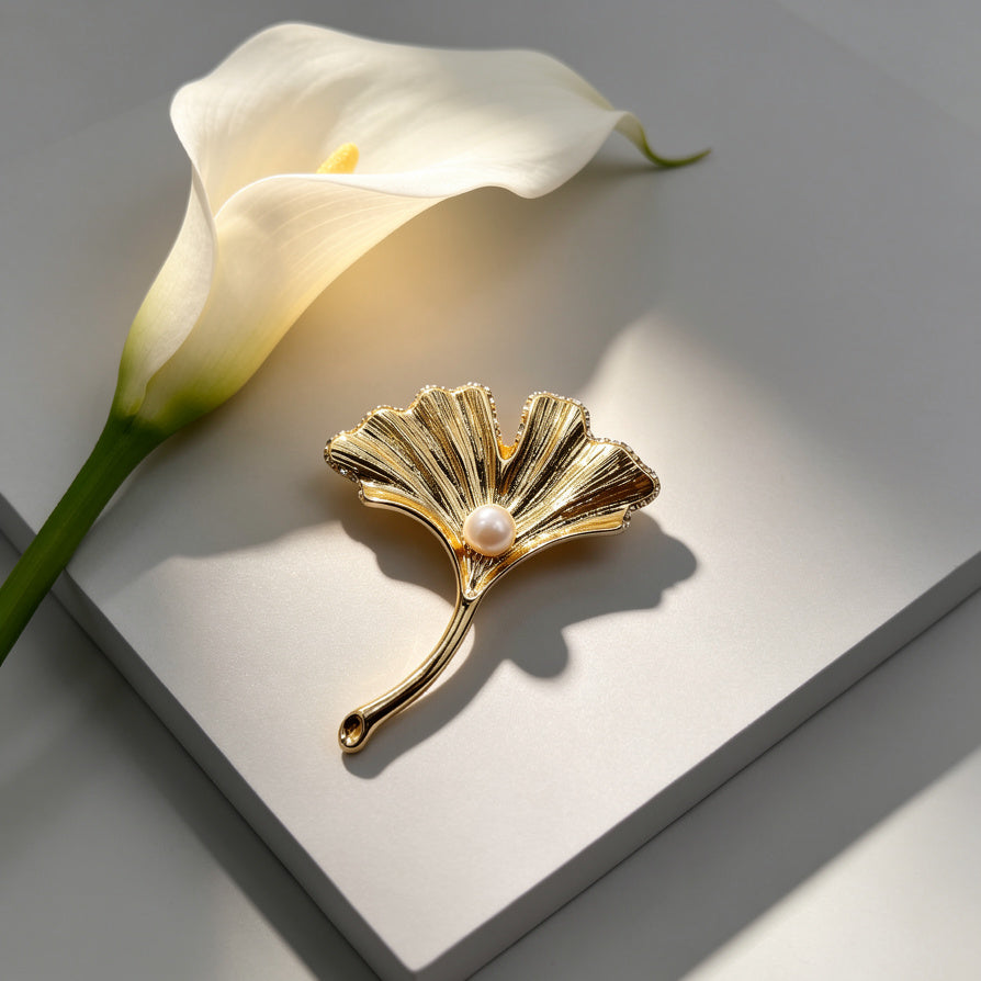 Broche Elegante de Hoja de Ginkgo para Mujer, Accesorio de Vestir al Por Mayor|JI JOYA