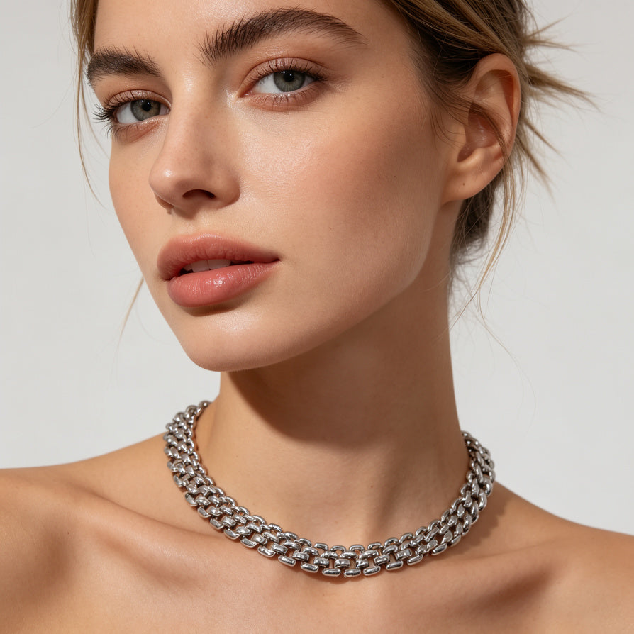 Collar de Cadena Gruesa para Mujer, Acero Inoxidable, Plata y Oro, Mayorista|JI JOYA