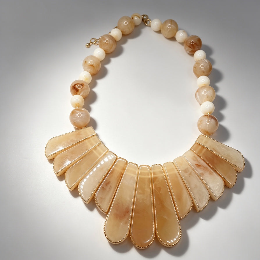 Collar Gargantilla de Piedra Natural Beige - Joyería al Por Mayor para Minoristas, OEM Disponible|JI JOYA