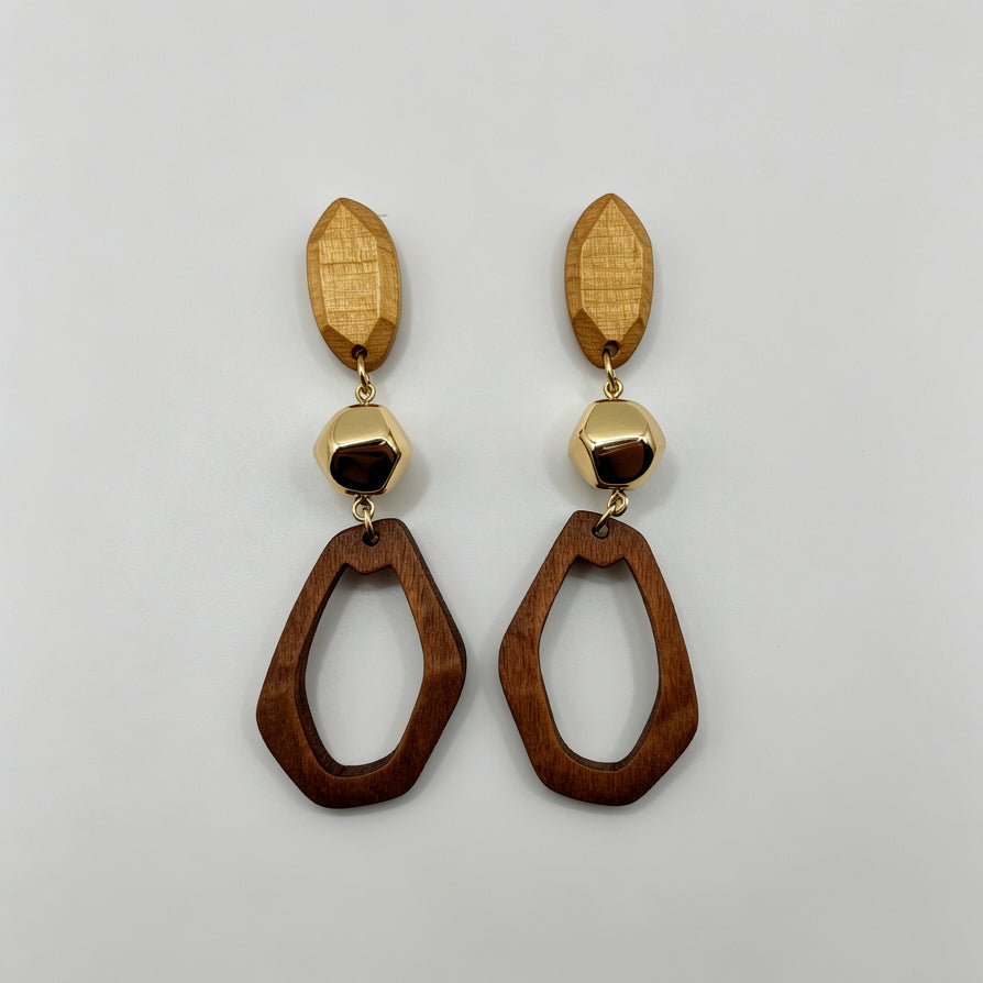 Pendientes Colgantes de Madera Elegantes | Bisutería Mayorista para Tiendas y Marcas|JI JOYA