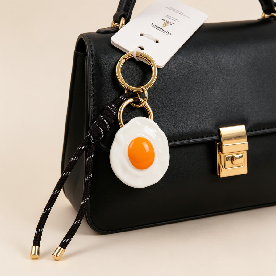 Llavero de Huevo Frito 3D con Cuerda - Accesorio de Moda para Llaveros y Bolsos, Venta al Por Mayor|JI JOYA