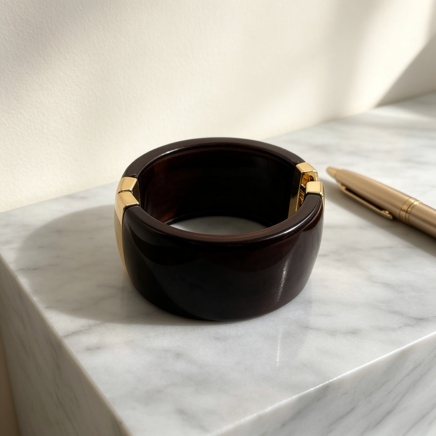 Brazalete Ancho Resina con Cierre Dorado | Pulsera Elegante Mayorista para Joyerí|JI JOYA