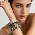 Pulsera de cuentas de metal envejecido y piedra verde natural | Mayorista B2B | Diseño boho minimalista|JI JOYA