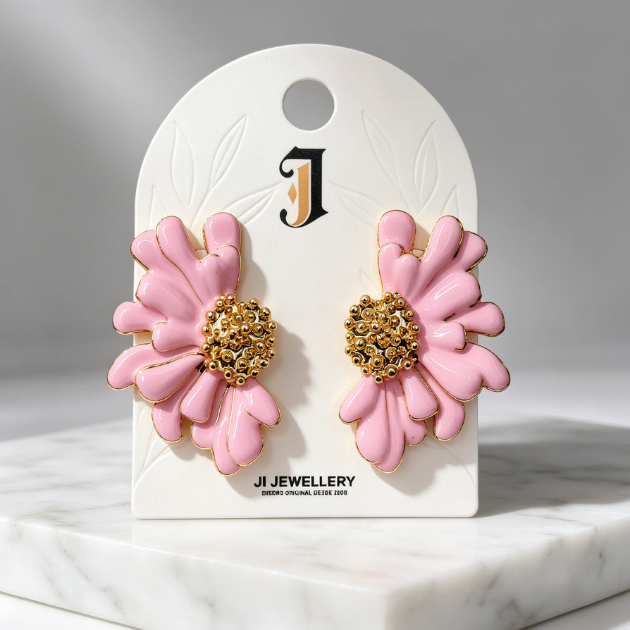Pendientes de flor de esmalte para mujer | Joyería de moda al por mayor | Ji Joya Diseño de Moda