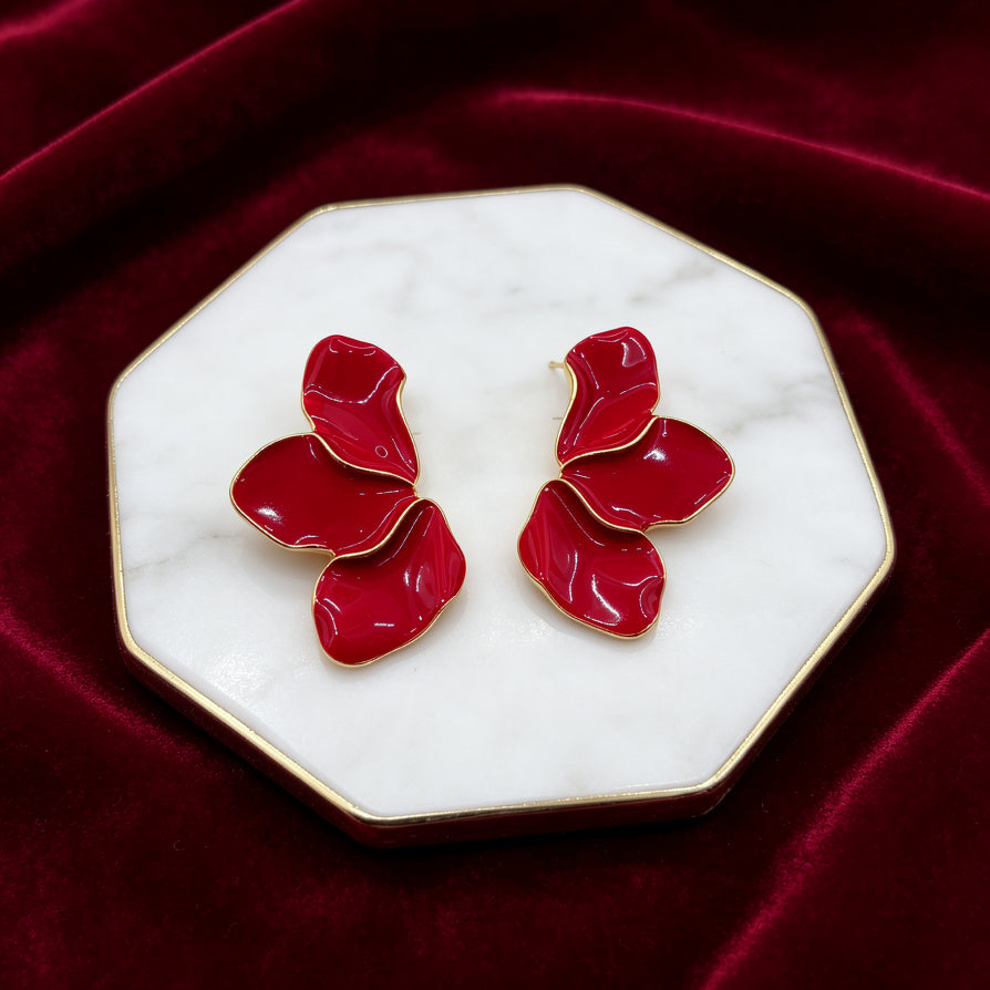 Pendientes de pétalos de mariposa esmaltados | Joyería de moda al por mayor|JI JOYA