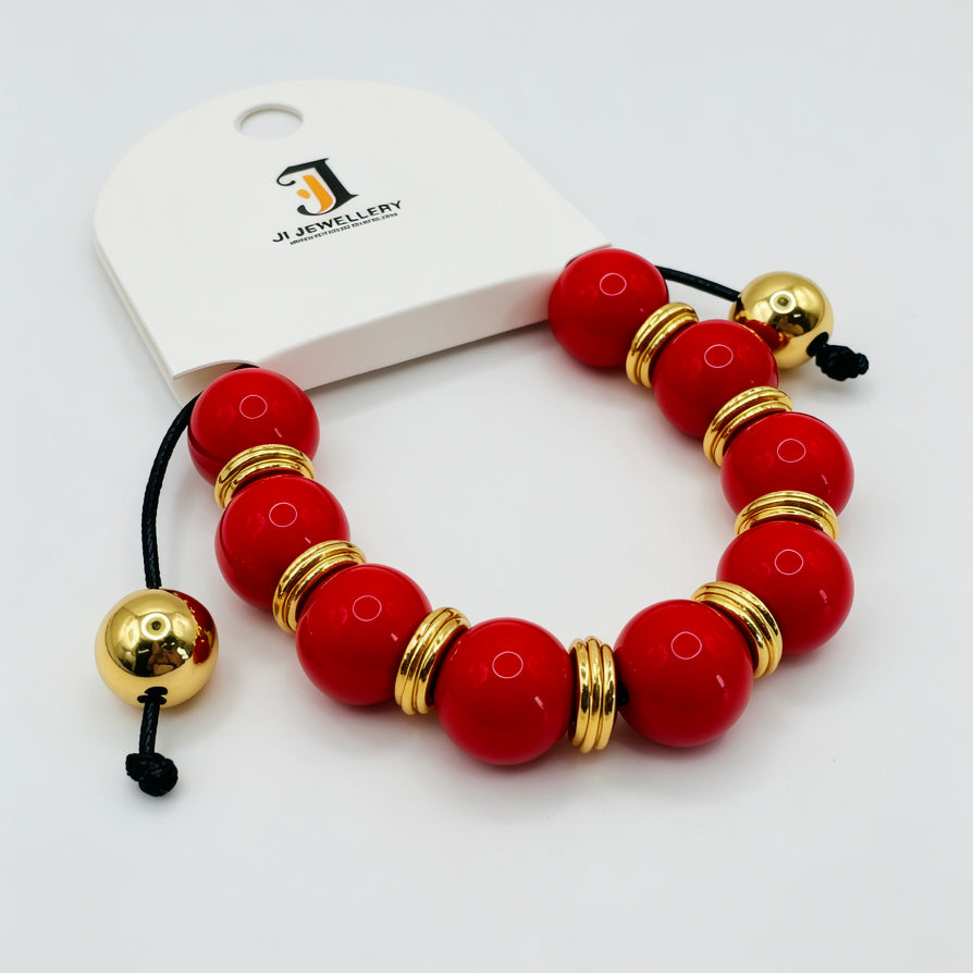 Pulsera de cuentas de piedra natural con detalles dorados, diseño ajustable, al por mayor B2B, 3 colores disponibles|JI JOYA