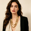 Collar Doble de Cuentas de Resina Marfil | Joyería de Moda para Mujer, Mayorista|JI JOYA