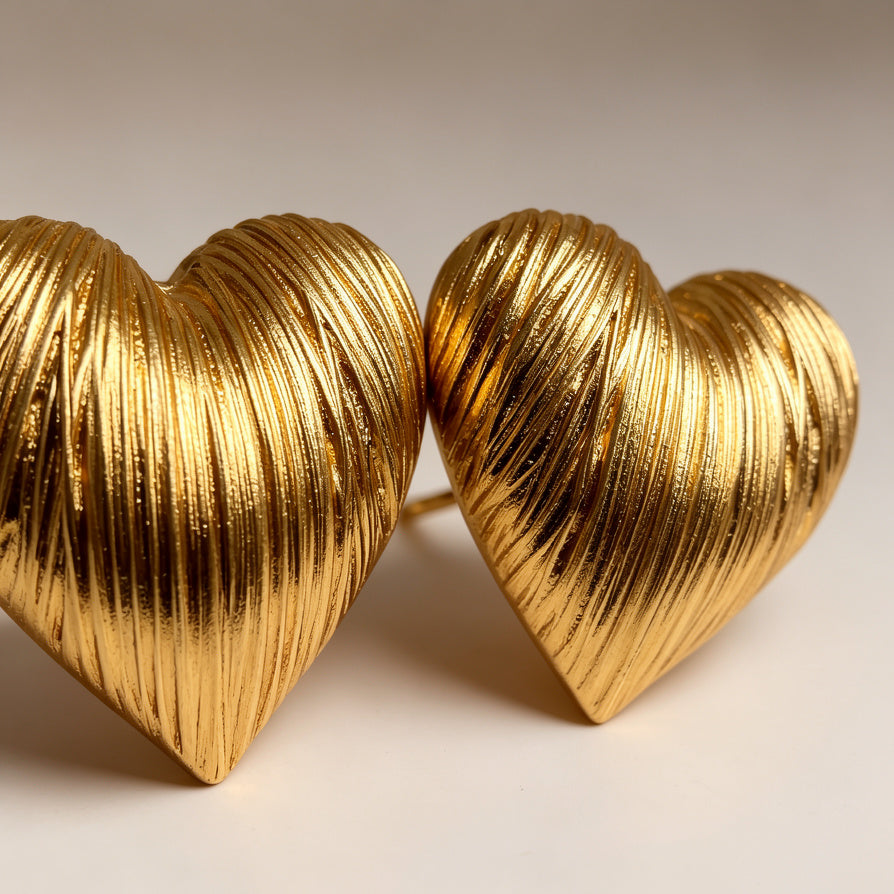 Pendientes Corazón Dorados de Moda | Mayorista de Joyería de Zinc|JI JOYA