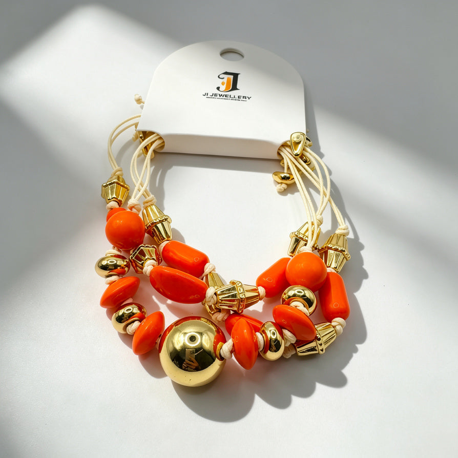 Pulsera ajustable de moda con cuentas de resina y detalles metálicos - 3 colores disponibles|JI JOYA
