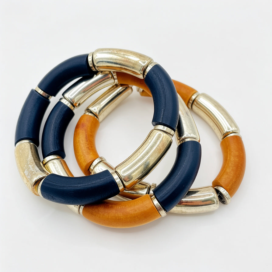 Pulseras Elásticas de 3 Piezas - Diseño Moderno Dorado/Plateado, Bisutería Mayorista para Mujeres|JI JOYA