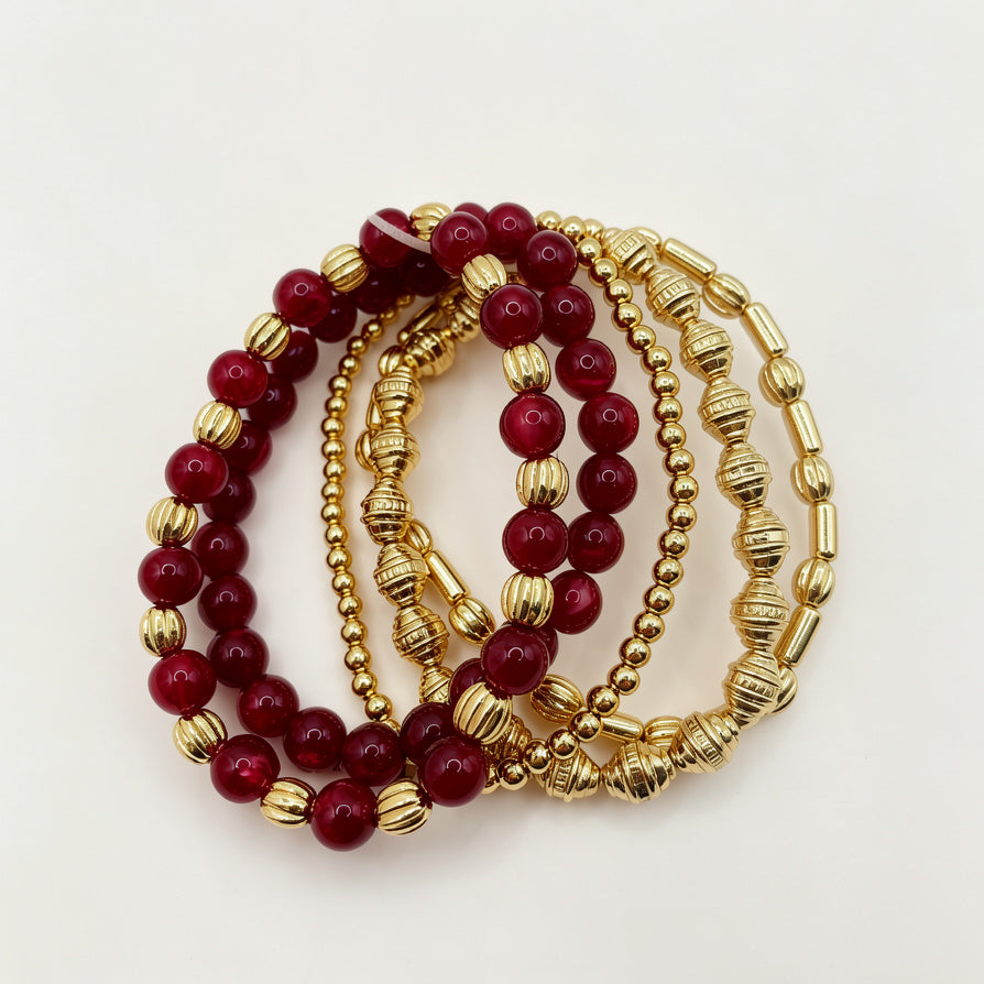 Pulseras de Cuentas de Piedra Natural con Dorado, Lote al Por Mayor, 2 Colores Disponibles, Accesorio de Moda Elegante| JI JOAY