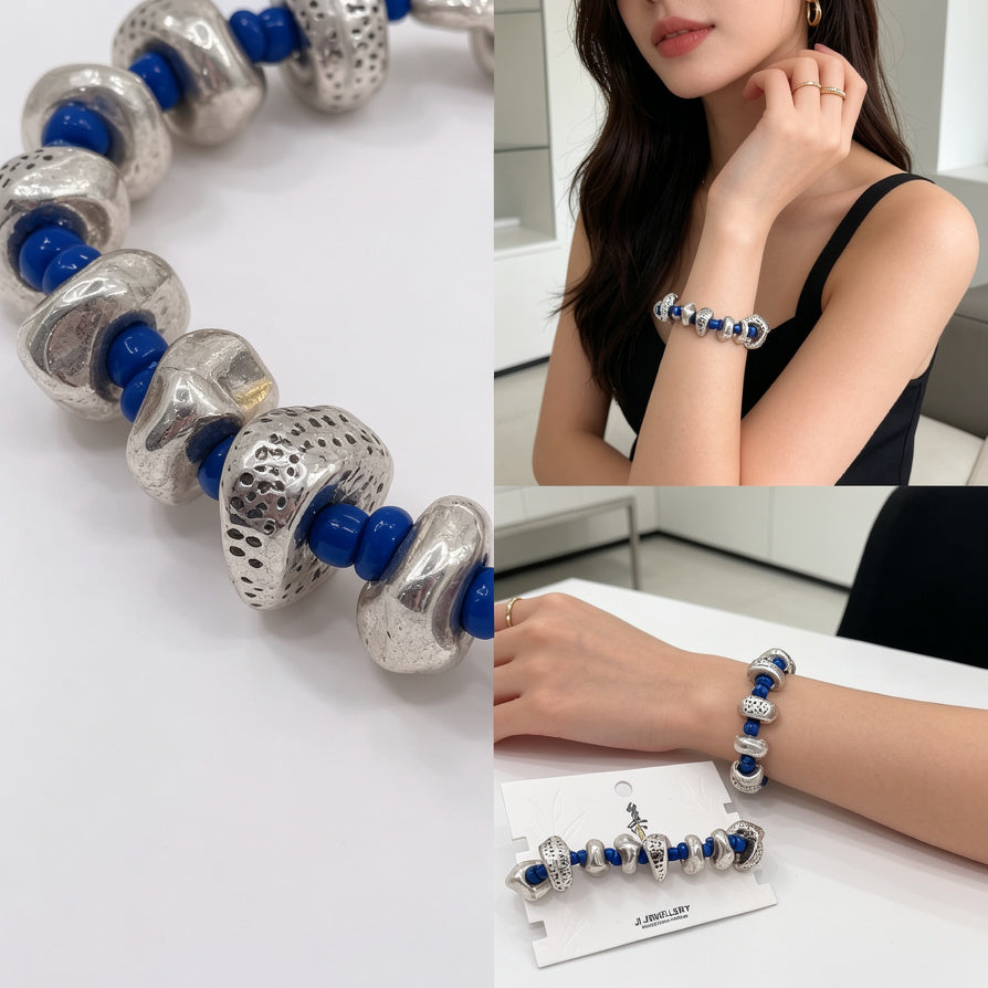 Pulseras de Piedras Irregulares de Zinc Aleación - 3 Colores Dorado/Plata - Joyería Mayorista|JI JOYA